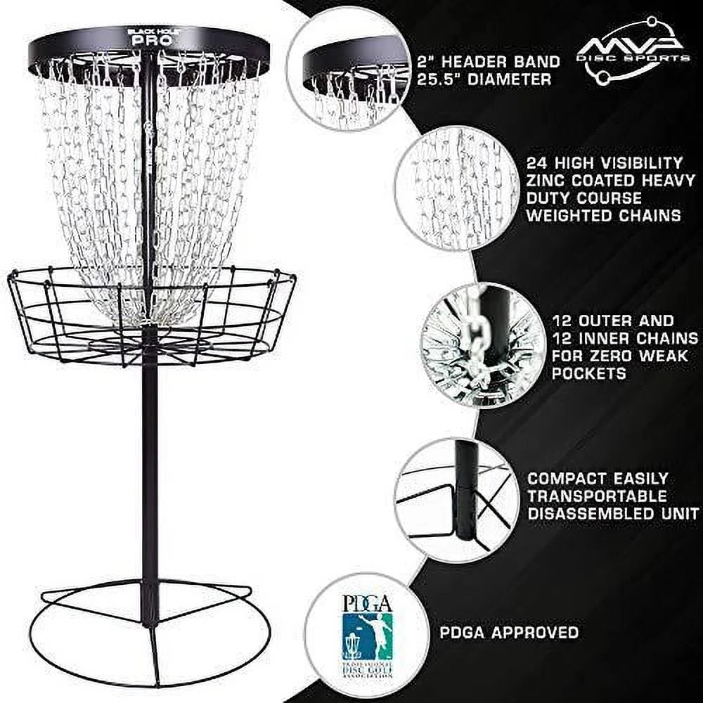 MVP Black Hole Pro 24-Chain Portable Disc Golf Basket Target