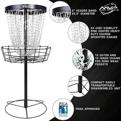 MVP Black Hole Pro 24-Chain Portable Disc Golf Basket Target