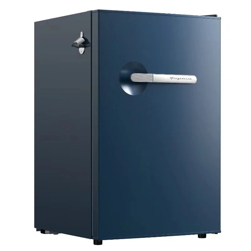 Frigidaire 4.5 cu. ft. retro compact fridge built-in side bottle opener W: 21.65" x L: 22.24" X H: 32.91" (Azure)