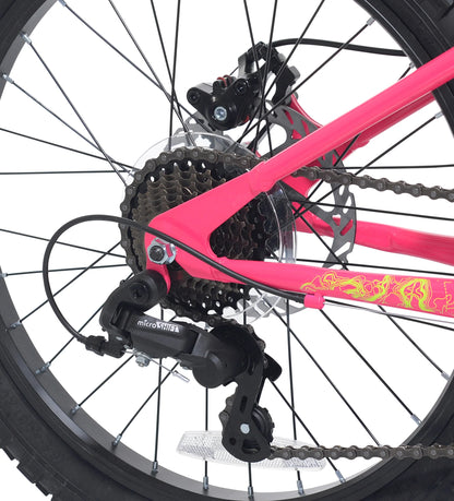 20" Ozark Trail Vibe Mountain Bike, 7 Speed, Fits Rider 3'11"-4'4", Pink, Child/Tween/Teen, Unisex
