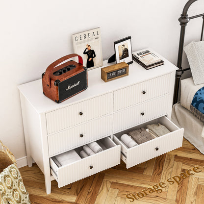 May Color Large White 3 Drawer Dresser Set of 2 with Fluted Panel, Modern Chest of Drawers with Silent Slide Drawers, Wood Accent Nightstand with Storage for Bedroom Living Room, Hallway