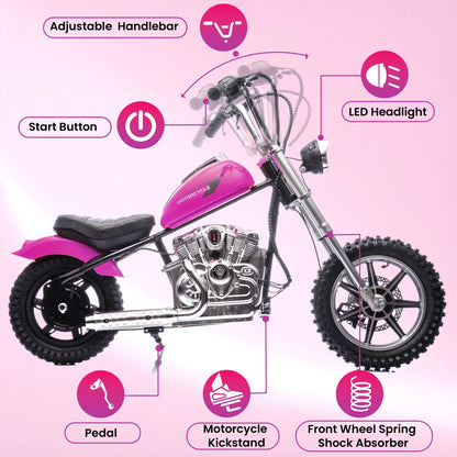36V Power Ride on Motorcycle for Teen, Kids Electric Motorcycle with Front Wheel suspension, LED Light, Top Speed 13.6 Mph, Electric Dirt Bike for Boys Girls, Oranger