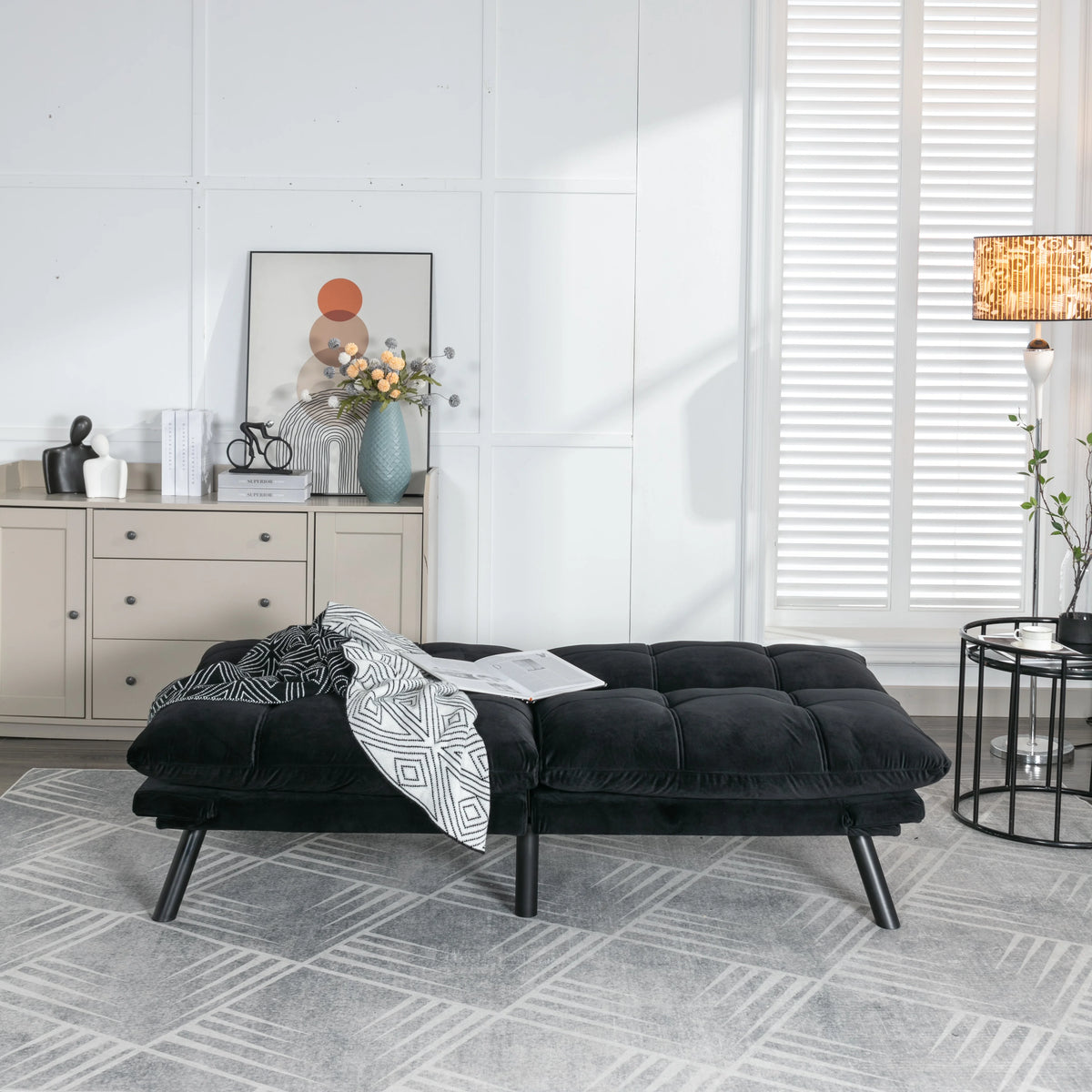 PAPROOS Convertible Sofa Bed, Folding Futon Sofa Bed, Upholstered Sofa Bed Couch, Loveseat Sleeper Sofa for Small Space, Apartment, Living Room, Cream