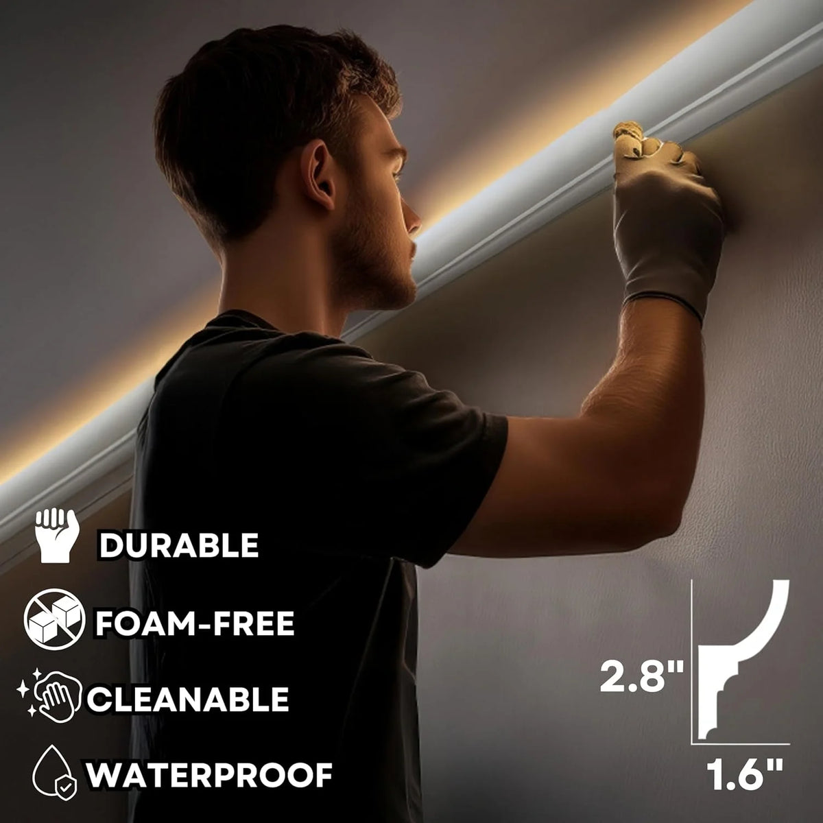7-Piece 94.5�� (55.12 ft) Crown Molding with Duct Kit for Seamless Ambient Home Accent Lighting | Waterproof Channel for Easy LED Strip Installation (CROWN MOLDING WITH LED DUCT)