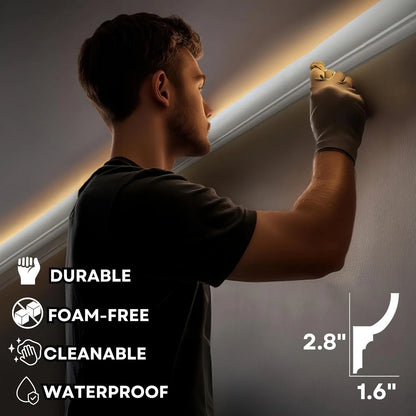 7-Piece 94.5�� (55.12 ft) Crown Molding with Duct Kit for Seamless Ambient Home Accent Lighting | Waterproof Channel for Easy LED Strip Installation (CROWN MOLDING WITH LED DUCT)