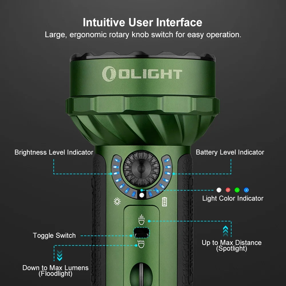 OLIGHT Marauder Mini 7,000 Lumens Bright Flashlight with 600 Meters Beam Distance, Powerful RGB Lights, Magnetic Rechargeable for Outdoors Work, Hunting, and Searching(Black)