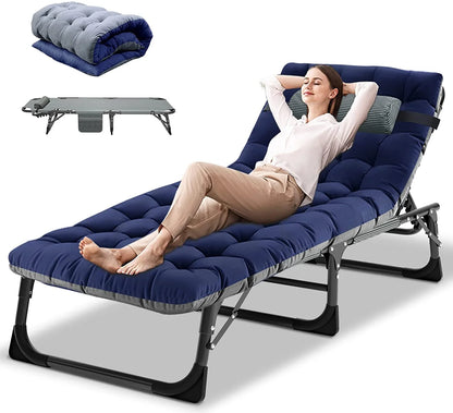 Slsy Folding Lounge Chair, 5-Position Adjustable Outdoor Reclining Chair, Folding Sleeping Bed Cot, Folding Chaise Lounge Chair for Pool Beach Patio Sunbathing