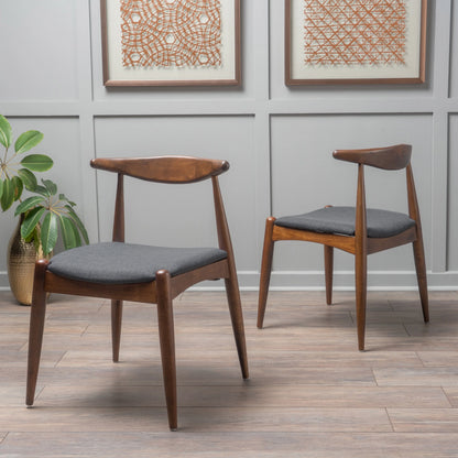 GDF Studio Virgil Mid Century Modern Fabric Upholstered Dining Chairs, Set of 2, Charcoal and Walnut