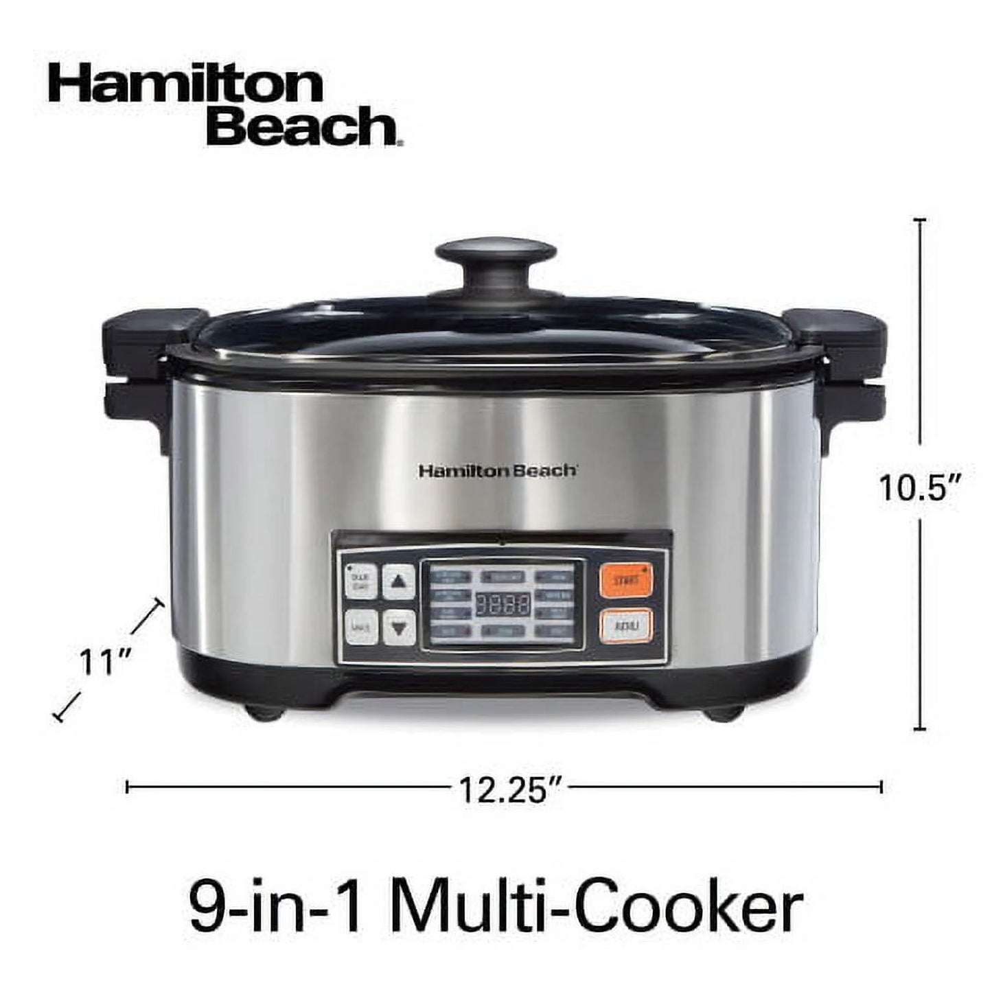 Hamilton Beach 9-in-1 Multi Cooker, 6 Qt Searing Slow Cooker, Nonstick Aluminum Crock with Removable Pot, Black