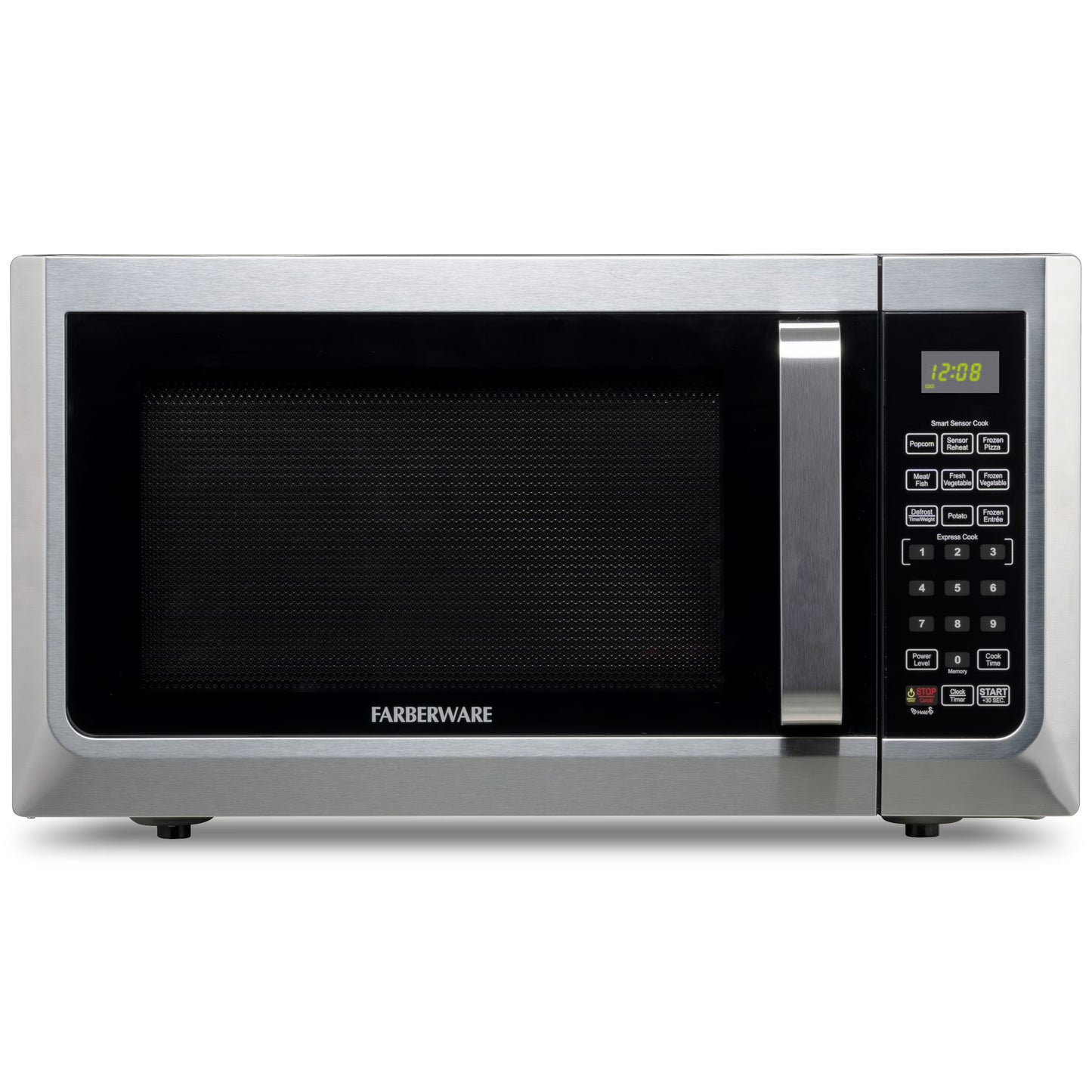 Farberware Countertop Microwave Ov 1100 Watts, 2.2 cu ft - Smart Sensor With LED Lighting and Child Lock - Perfect for Apartments and Dorms - Easy Clean Black Interior, Stainless Steel