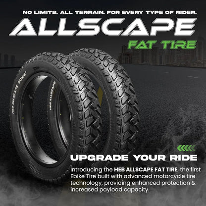 HEB ALLSCAPE Heavy Duty 20x4 Bike Tire + Tube - Includes 2 Tires for Optimal Performance