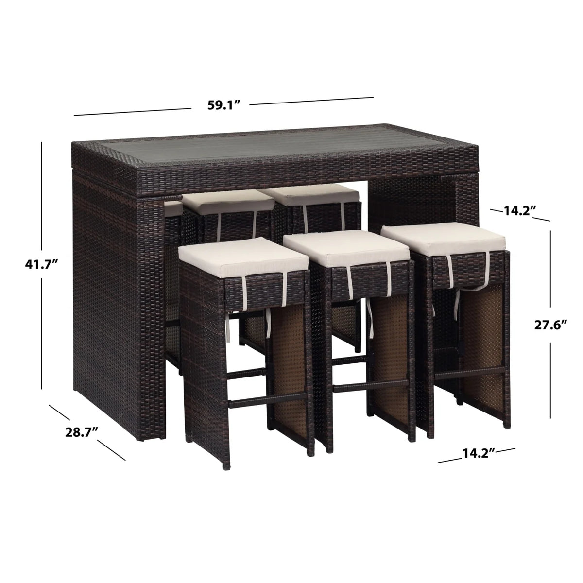 SAFAVIEH Outdoor Collection Sanders Outdoor Bar Set Titanium/Sand