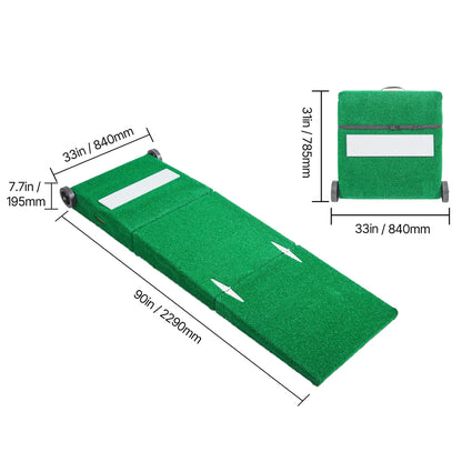 KFFKFF Portable Pitching Hill, Baseball Training Gear, 90 in Indoor/Outdoor Practice Equipment, Softball Assistance Tools with Durable Turf, Pitching Plate, Transport Handles