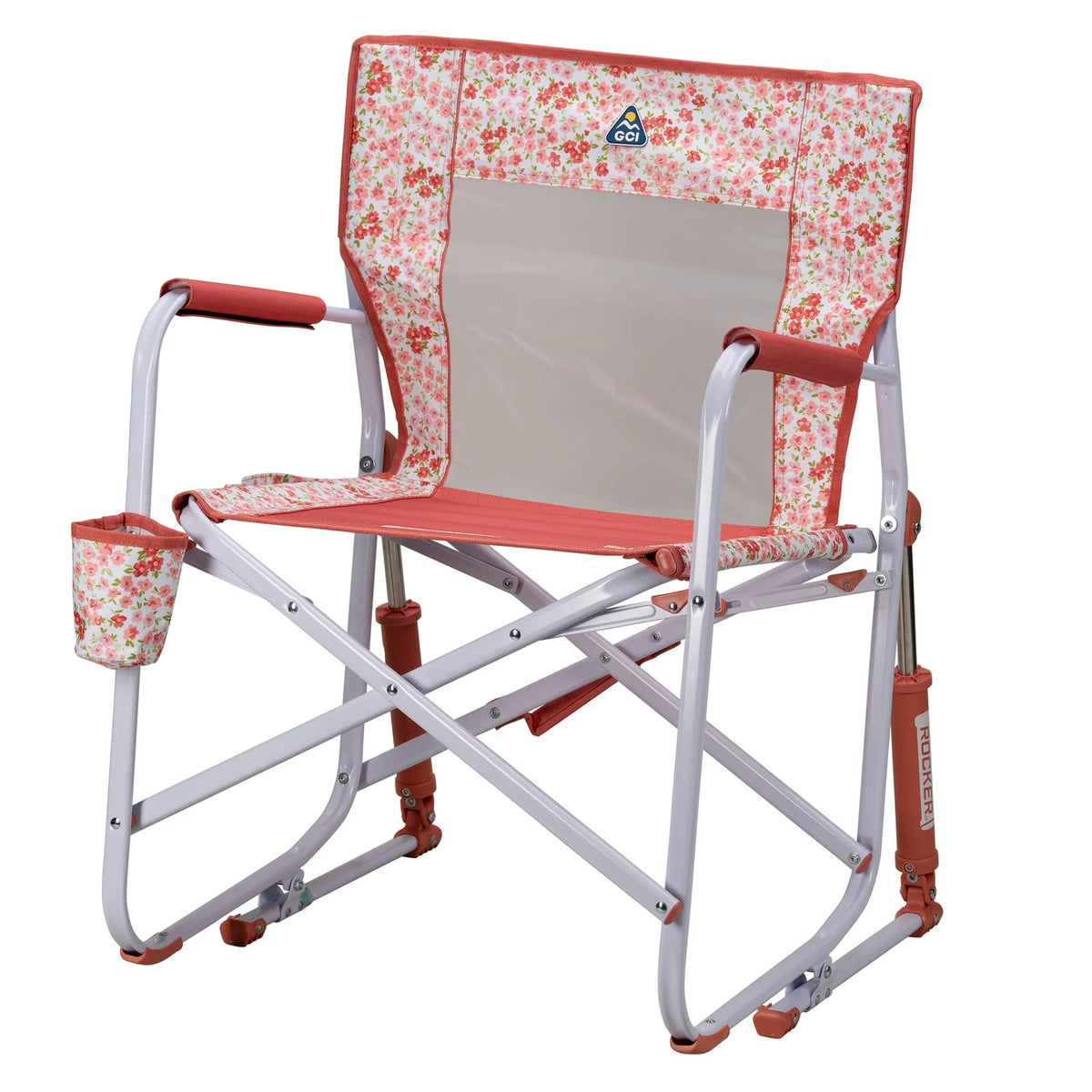 GCI Outdoor Freestyle Rocker Foldable Rocking Camp Chair, Purple Floral