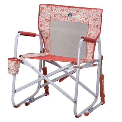 GCI Outdoor Freestyle Rocker Foldable Rocking Camp Chair, Purple Floral