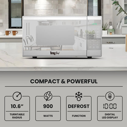 Total Chef Countertop Microwave Oven, 900W, 0.9 Cu Ft, Stainless Steel