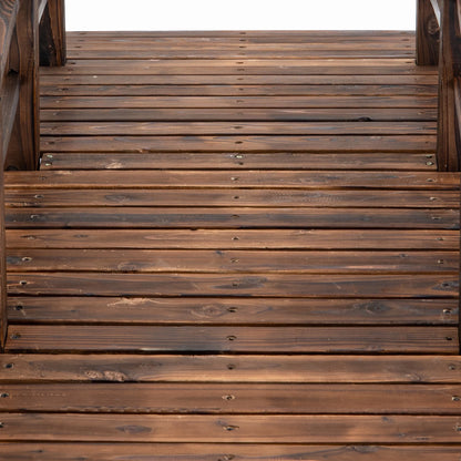 Outsunny 5 ft Wooden Garden Bridge Arc Stained Finish Footbridge with Railings for your Backyard, Stained Wood