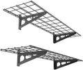2-Pack 1x4ft 12-inch-by-48-inch Wall Shelf Garage Storage Rack Wall Mounted Floating Shelves, Black