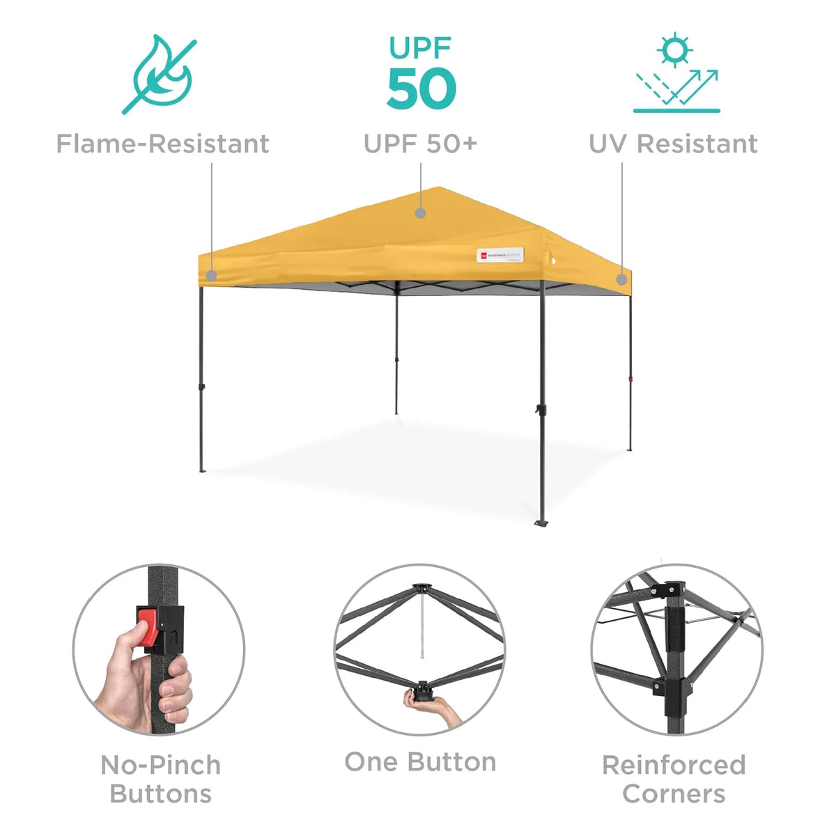 Best Choice Products 12x12ft Easy Setup Pop Up Canopy w/ 1-Button Setup, Wheeled Case, 4 Weight Bags - Navy Blue