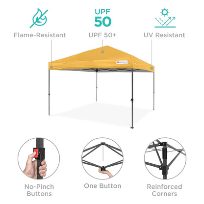 Best Choice Products 12x12ft Easy Setup Pop Up Canopy w/ 1-Button Setup, Wheeled Case, 4 Weight Bags - Navy Blue