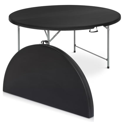 Magshion 5.5FT Round Folding Table, Heavy Duty Plastic Portable Round Table, Indoor Outdoor Foldable Dining Table with Handle, Grey