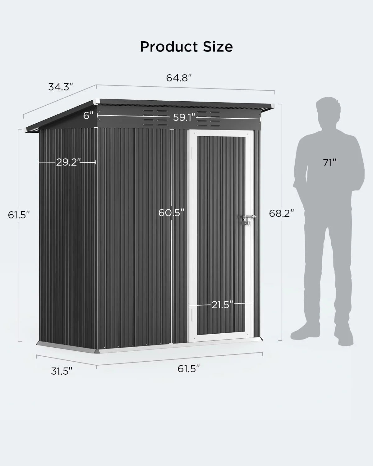 5' x 3' Outdoor Storage Shed, Metal Outdoor Storage Cabinet with Single Lockable Door, Waterproof Tool Shed,Gray