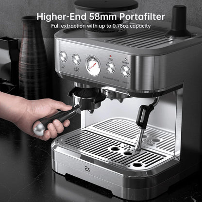 Entcook Espresso Machine with Grinder & Milk Frother, 15 Bar 2.5 L Cappuccino Coffee Maker