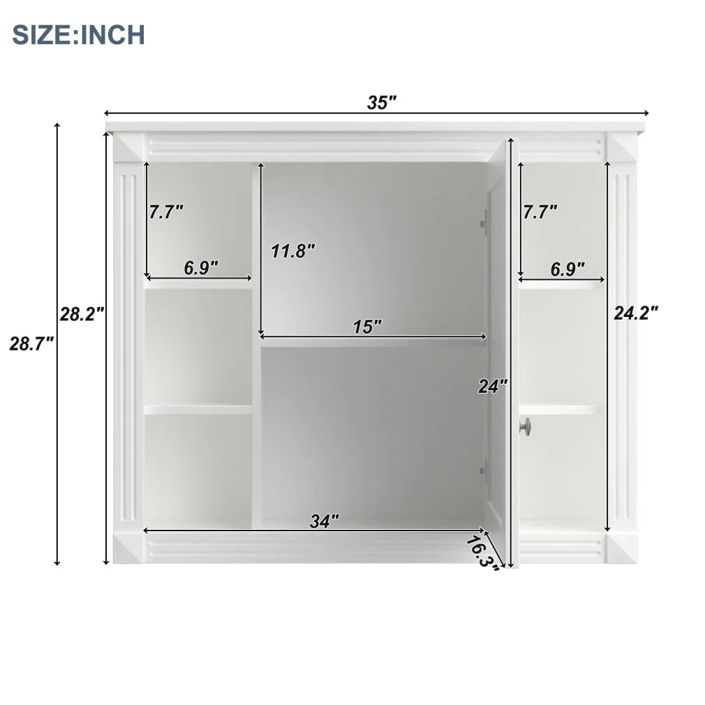 36'' Bathroom Vanity Set, Undermount Bathroom Cabinet and Mirror Cabinet, Ceramic Sink Top, Storage Cabinet with 2 Soft Closing Doors and 2 Drawers, Vanity Cabinet Set, Suit for 4'' Faucet, Gray