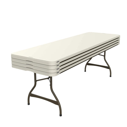 Lifetime 8 Foot Rectangle Nesting Folding Tables, Indoor/Outdoor Commercial Grade, Almond, Set of 4 (80707)