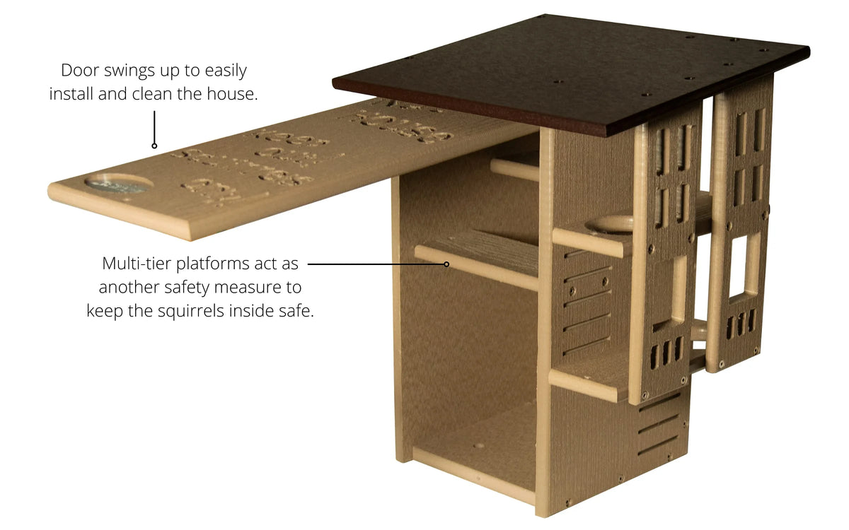 JCs Wildlife Ultimate Squirrel House Nesting Box (Blue/Gray) - A Perfect Home for Squirrels!