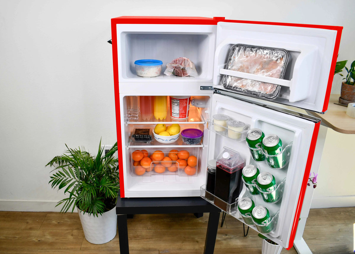 Frigidaire Retro 3.1 Cu ft Two Door Compact Refrigerator with Freezer, Red