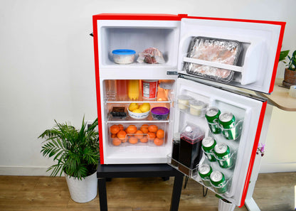 Frigidaire Retro 3.1 Cu ft Two Door Compact Refrigerator with Freezer, Red