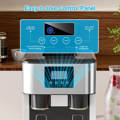 TABU 40Lbs/24H Countertop Ice Maker Machine,3 in 1 Ice Maker with Water Dispenser,Crushed Ice,Black