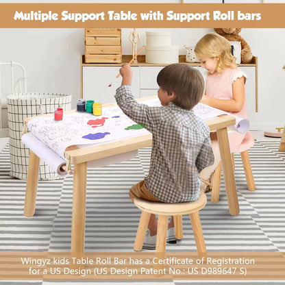 Sweet Time Toddler Sensory Table Chairs, Wood Kids Activity Table with Storage Play Study Furniture