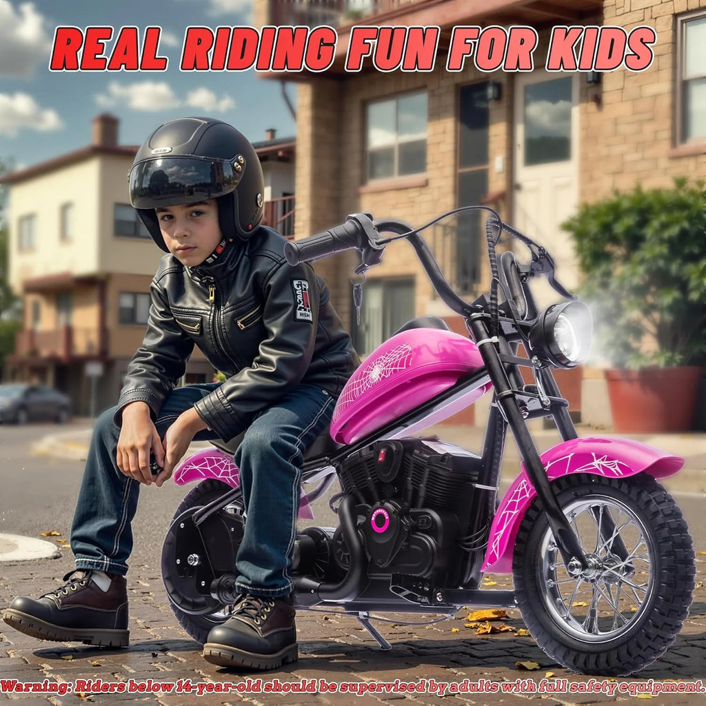 Electric Dirt Bike for Kids, 24V Motor Kids Dirt Bike, Cuoote 250W Ride On Motorcycle up to 15 mph, 150 lb Max Weight, Twist Throttle, Power Display, Rear Suspension, Hand Brake