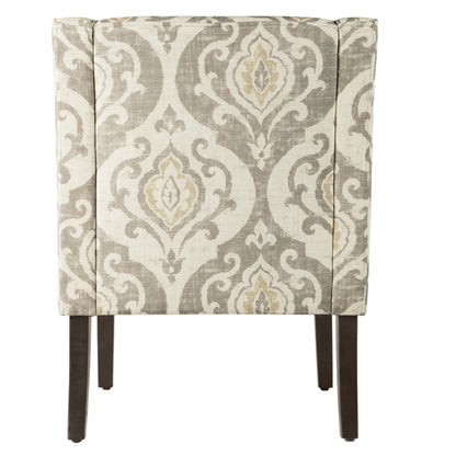 HomePop Classic Swoop Accent Chair - Blue and White Damask