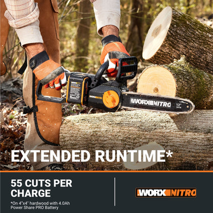 Worx Nitro WG350 20V Brushless 12" Cordless Chainsaw