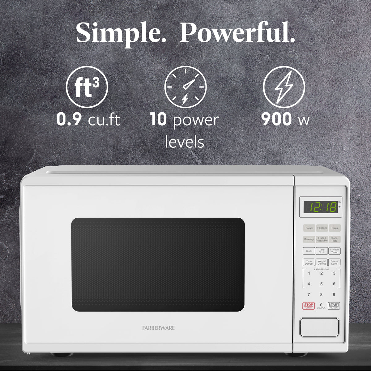 Farberware Countertop Microwave Ov 1100 Watts, 2.2 cu ft - Smart Sensor With LED Lighting and Child Lock - Perfect for Apartments and Dorms - Easy Clean Black Interior, Stainless Steel