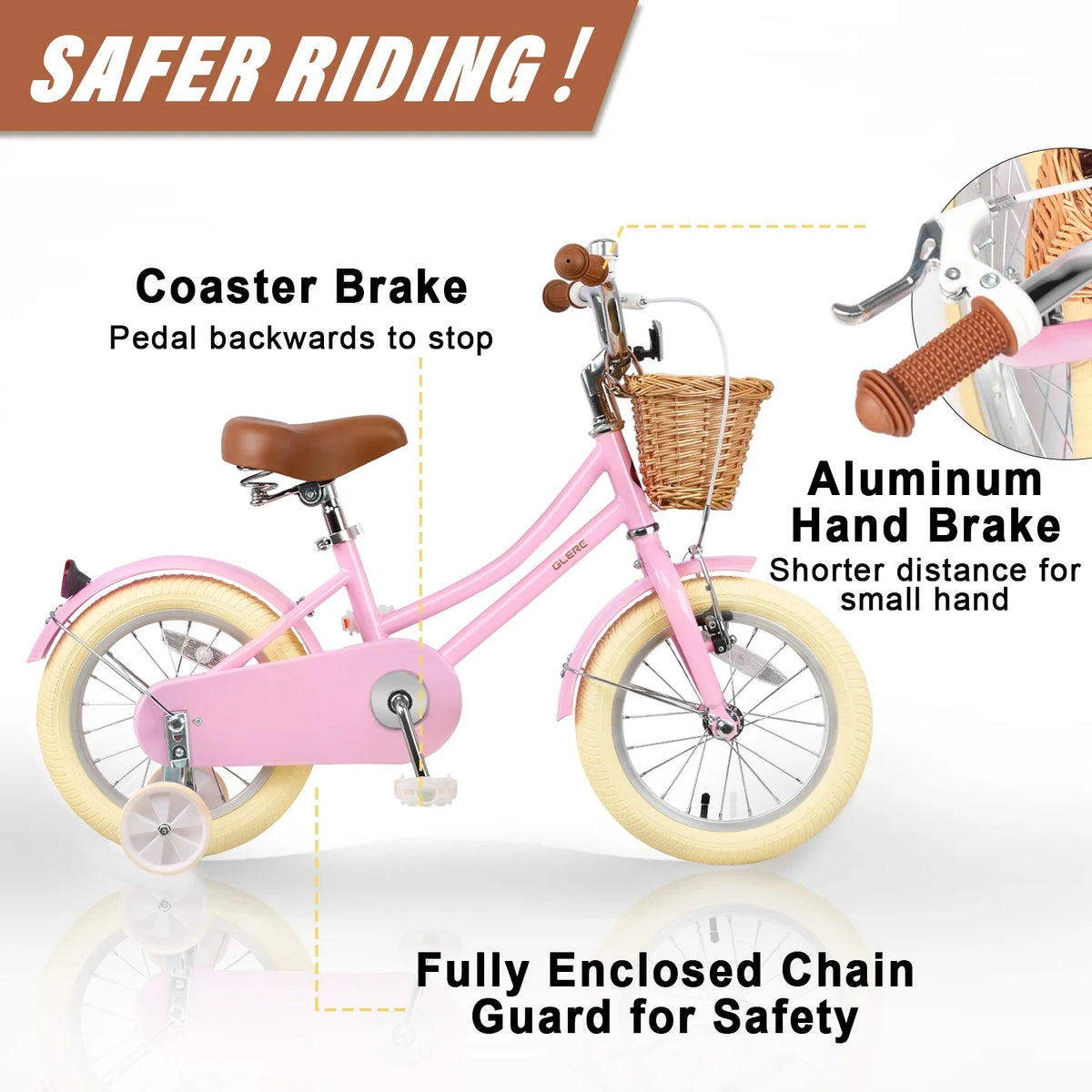 Glerc Little Molly 12 inch Kids Girls Bike for1 2-4 Years Old Child and Toddler,gifts,Pink