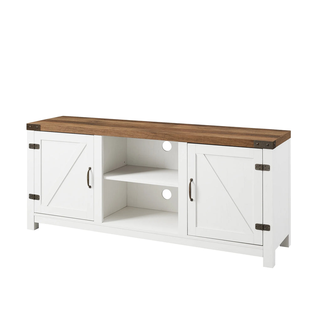 Walker Edison Modern Farmhouse Barn Door TV Stand for TVs up to 65", Grey Wash