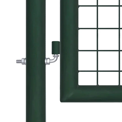 vidaXL Fence Gate Metal Fence Post Garden Gate for Outdoor Patio Steel Green