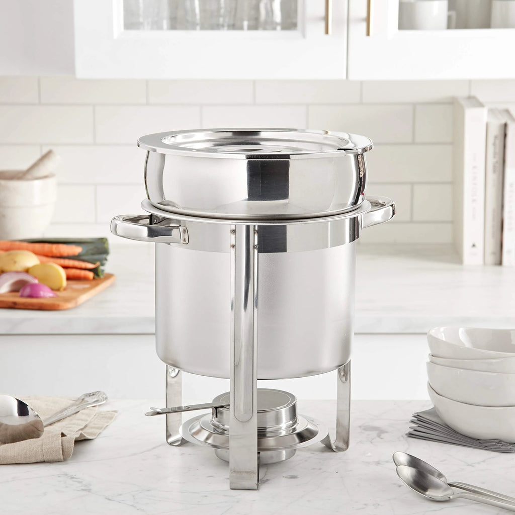 Winware by Winco Brazier With Cover, Stainless Steel 20 Quart