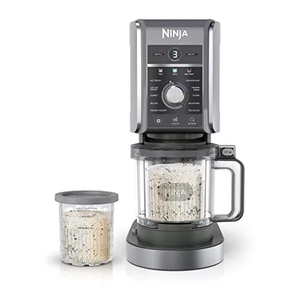 Ninja CREAMi Deluxe Ice Cream & Frozen Treat Maker for Ice Cream, Sorbet, Milkshakes, Frozen Yogurt, & More, 11-in-1, XL Capacity, Silver, Includes (2) Family-Sized 24 oz. Tubs, NC501