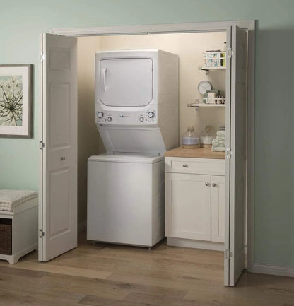 GE Unitized Spacemaker(R) ENERGY STAR(R) 3.9 cu. ft. Capacity Washer with Stainless Steel Basket and 5.9 Electric Dryer - GUD27EESNWW