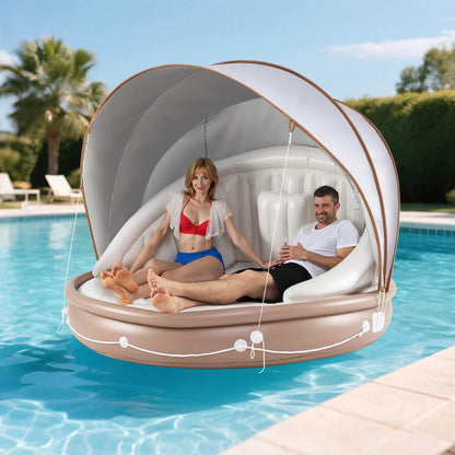 Costway Canopy Inflatable Pool Float Lounge Swimming Raft