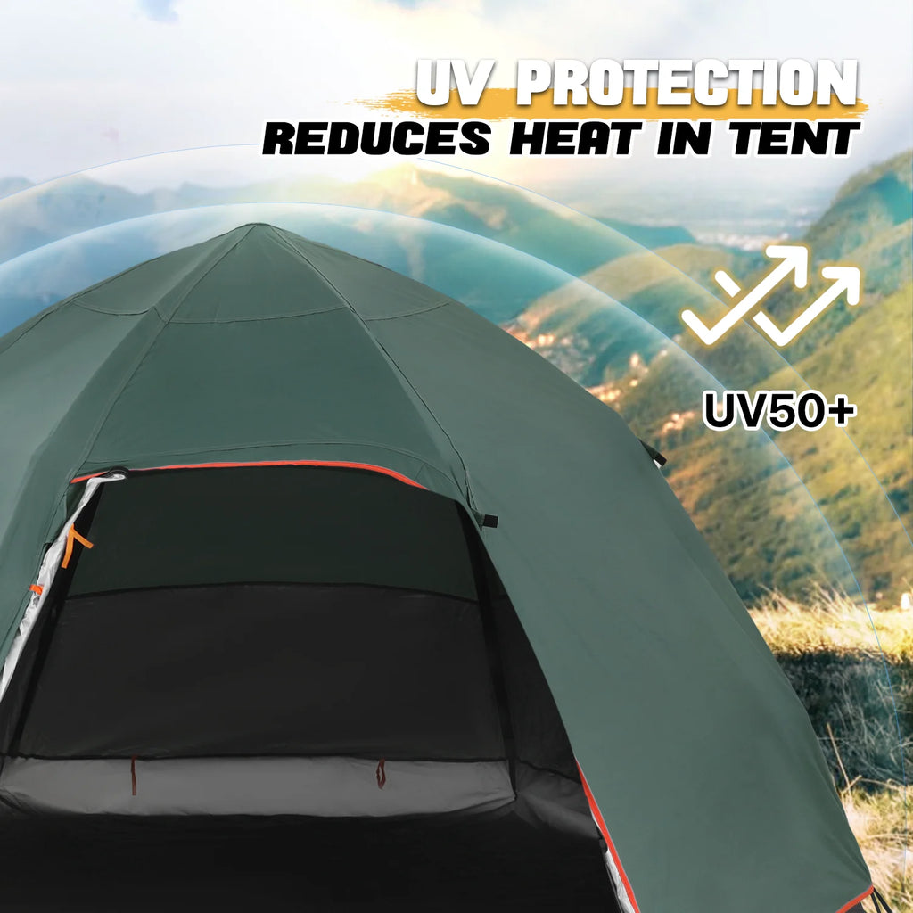 MADOG Set of 3 Camping Tent + Chairs, 4 Person Dome Tent and 2 Foldable Camping Chairs Combo with Cooler Bag and Cup Holder for Backpacking Hiking Traveling, Blue