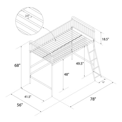 Better Homes & Gardens Kelsey Twin Metal Loft Bed, Rose Gold