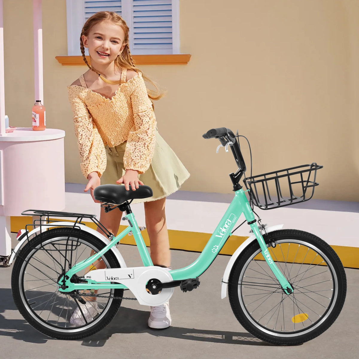 20 Inch Kids Bike for Boys Girls, 1 Speed Children Bicycle with Basket, Rear Seat, Chain Guard, Coaster Brake and V-Brake, Steel Frame Kids Bike for Ages 6-12 Years Old Birthday Gift, Purple