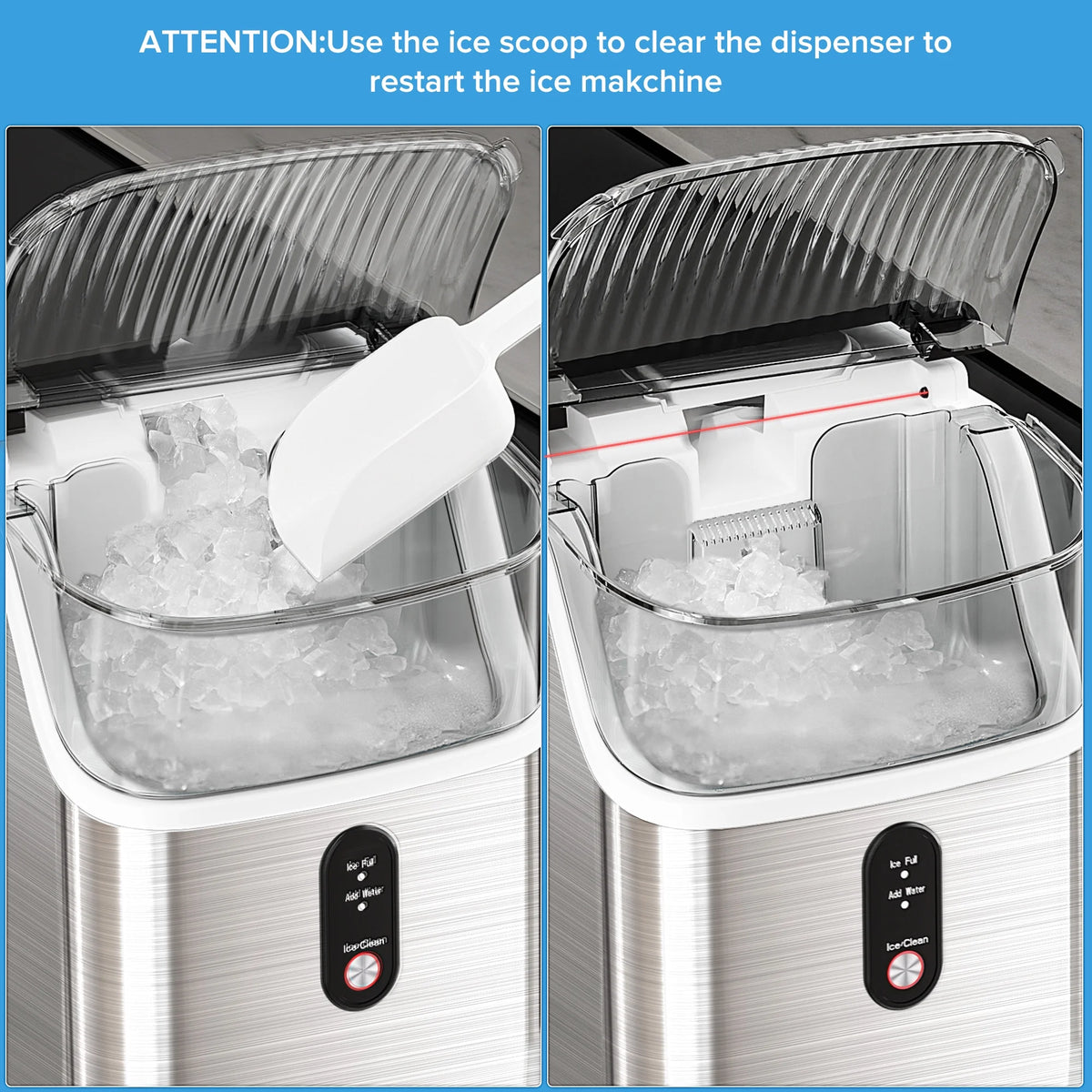 Auseo Nugget Ice Maker Countertop, Pebble Ice Maker Machine with 35lbs/24H Soft Ice, Self-Cleaning,  for Home/Kitchen/Office (Black)