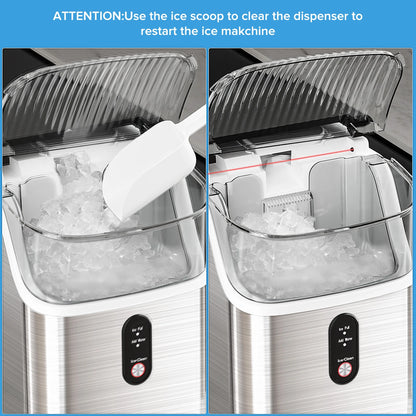 Auseo Nugget Ice Maker Countertop, Pebble Ice Maker Machine with 35lbs/24H Soft Ice, Self-Cleaning,  for Home/Kitchen/Office (Black)